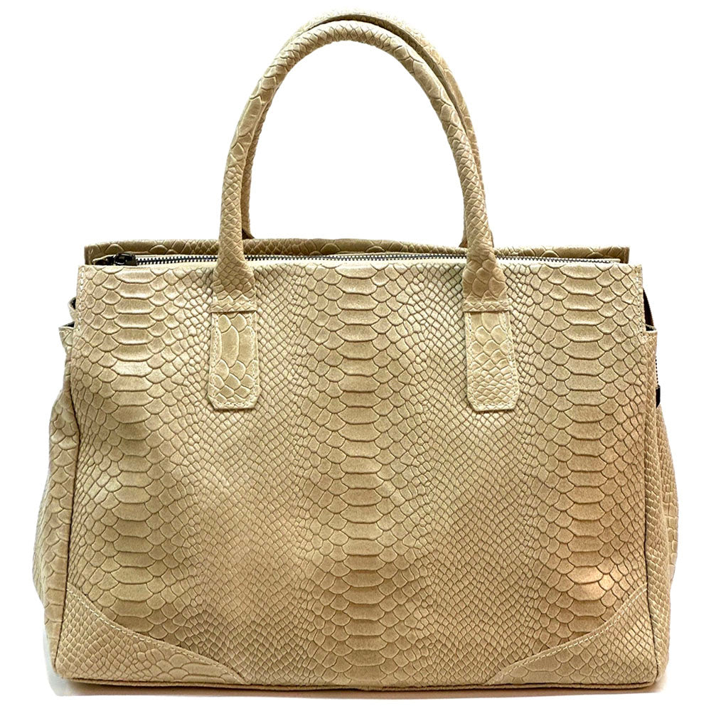 Serpentina Genuine Leather Bag with Python Print - Made In Italy