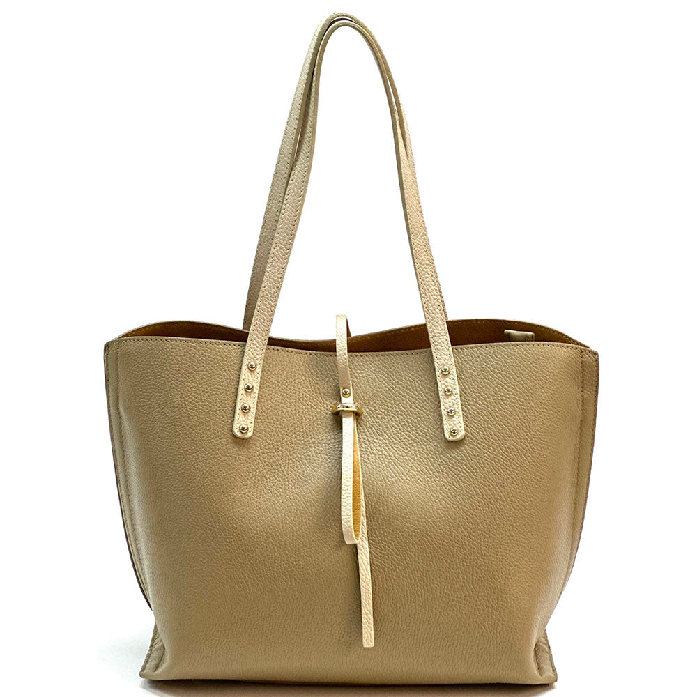 Belinda Leather Shopping Bag - Made In Italy