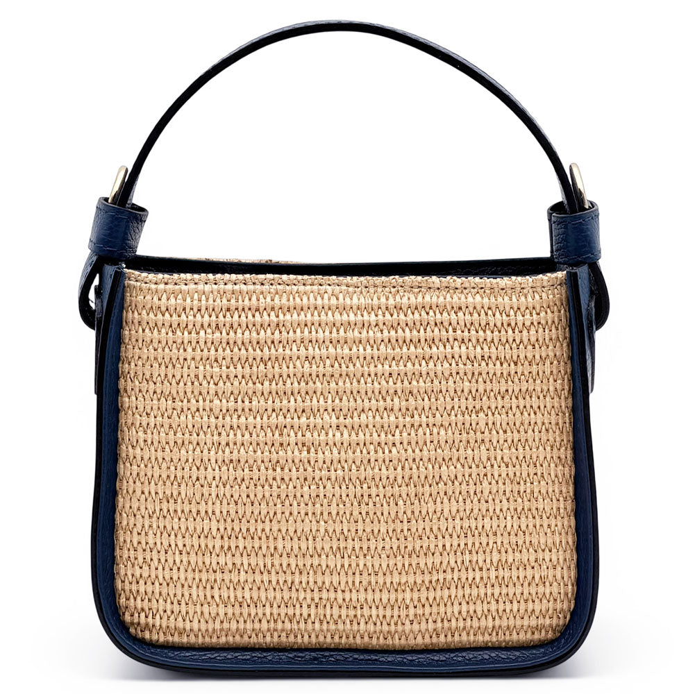 Alice Raffia & Leather Top Handle Bag - Made In Italy