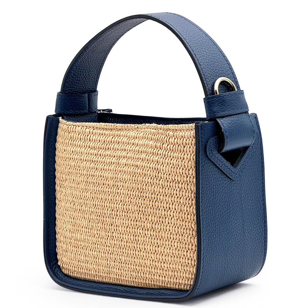 Alice Raffia & Leather Top Handle Bag - Made In Italy