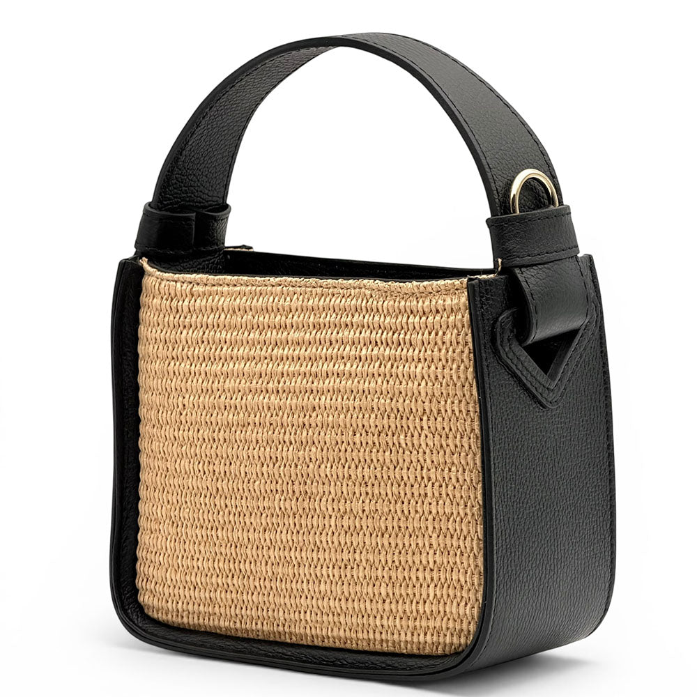 Alice Raffia & Leather Top Handle Bag - Made In Italy