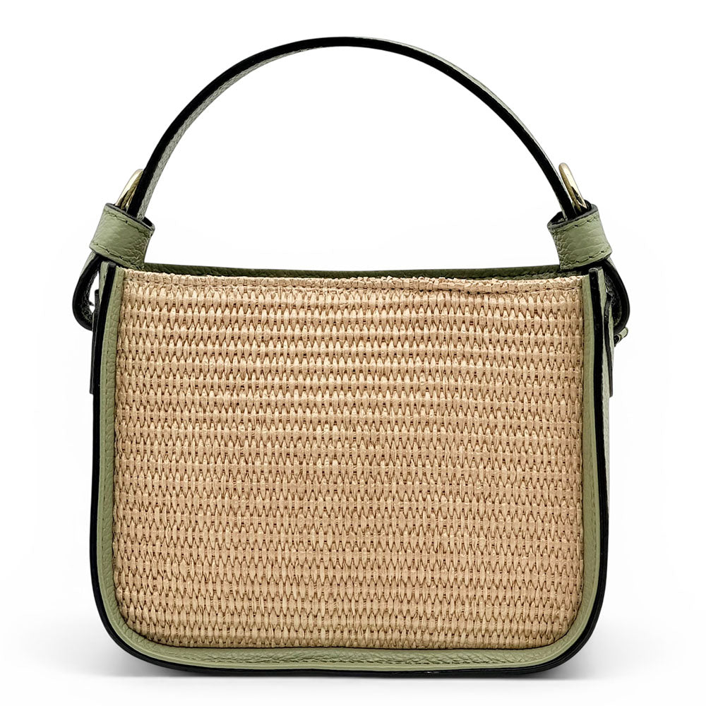 Alice Raffia & Leather Top Handle Bag - Made In Italy