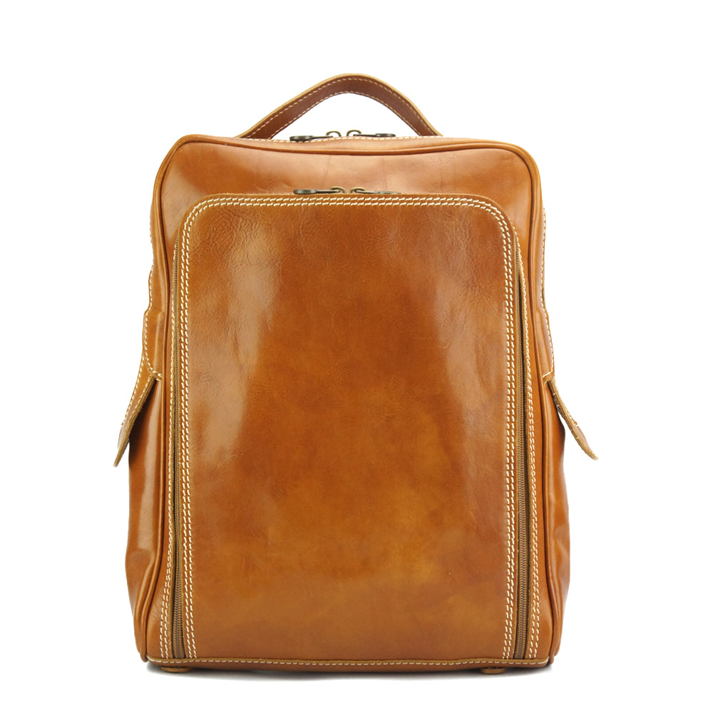 Gabriele Vegetable Tanned Cow Leather Backpack - Made In Italy
