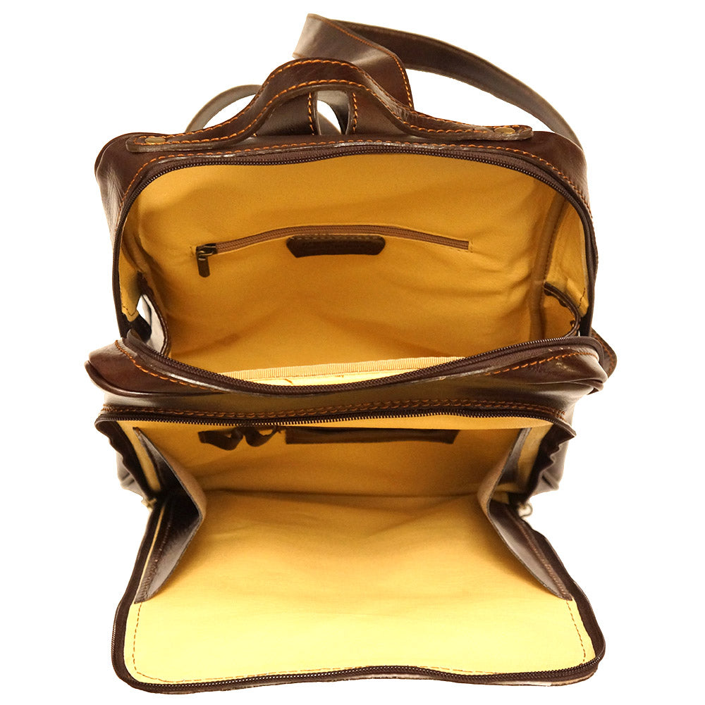 Gabriele Vegetable Tanned Cow Leather Backpack - Made In Italy