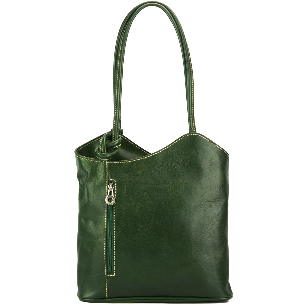 Cloe V Leather Convertible Shoulder Bag - Made In Italy