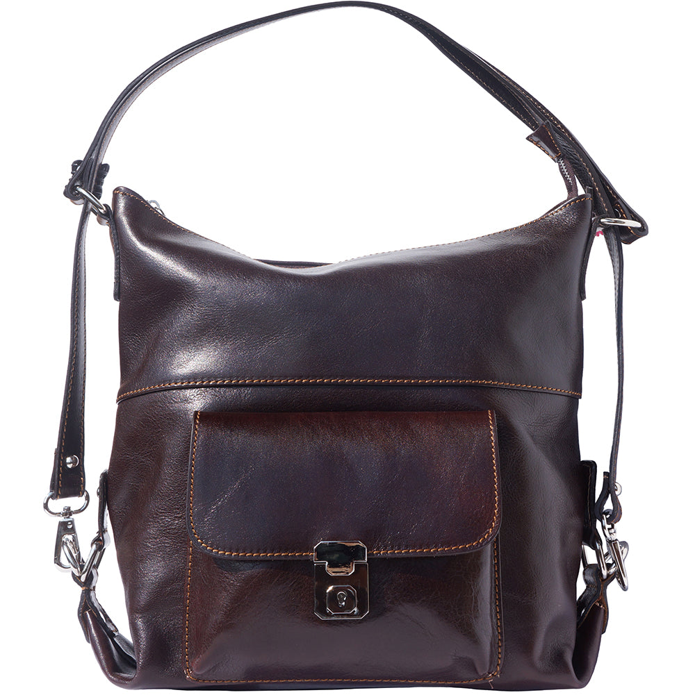 Barbara Convertible Leather Shoulder and Backpack Bag - Made In Italy