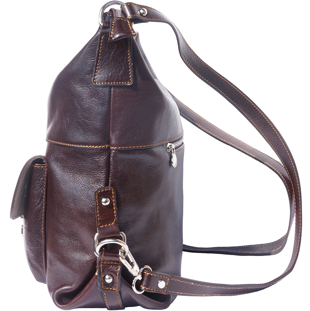 Barbara Convertible Leather Shoulder and Backpack Bag - Made In Italy