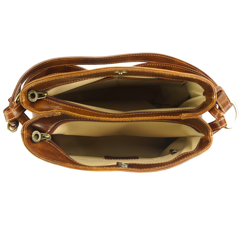 Viviana V Cow Leather Crossbody Bag - Made In Italy