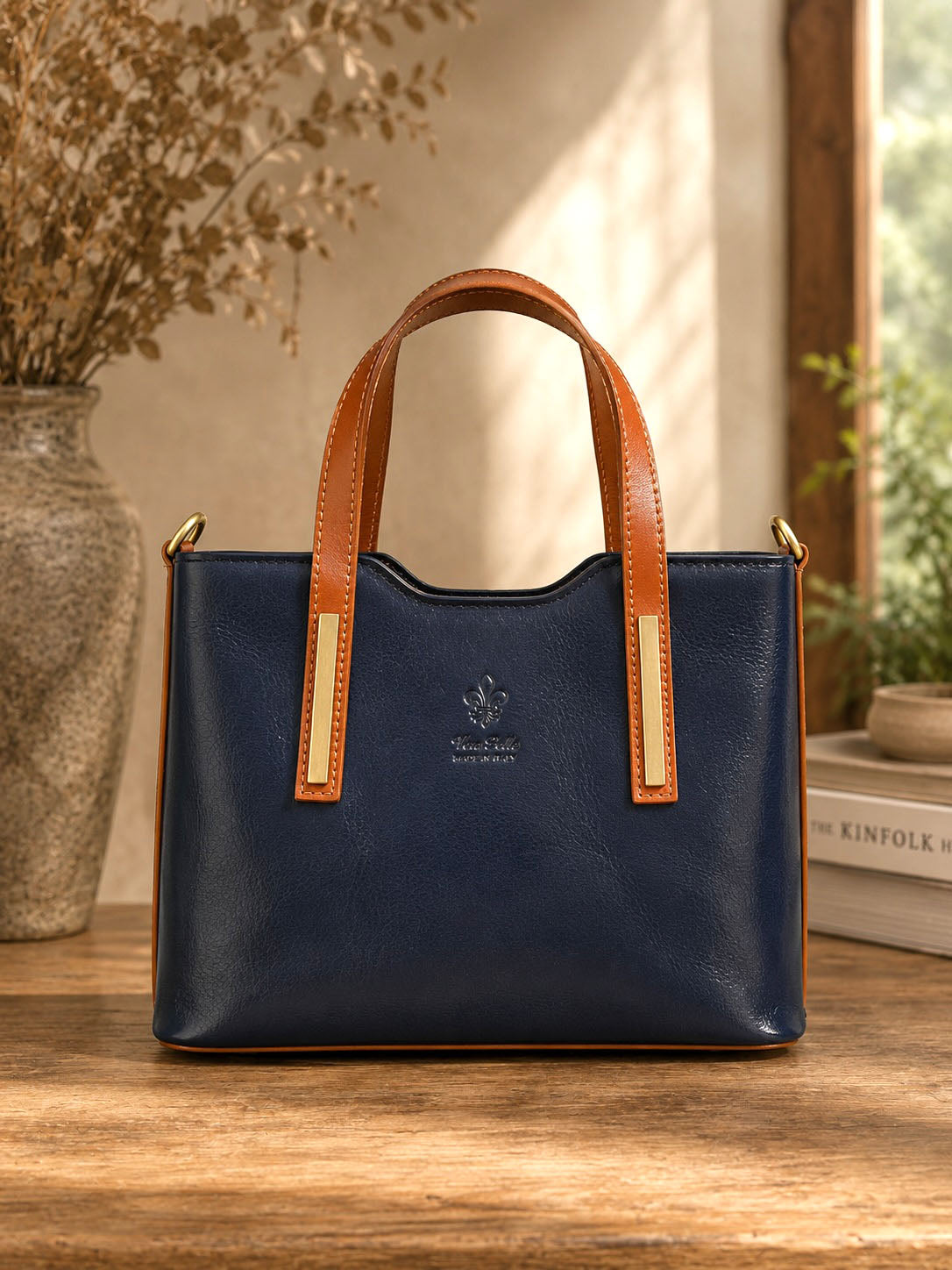 Liviana Large Structured Leather Tote Bag - Made In Italy