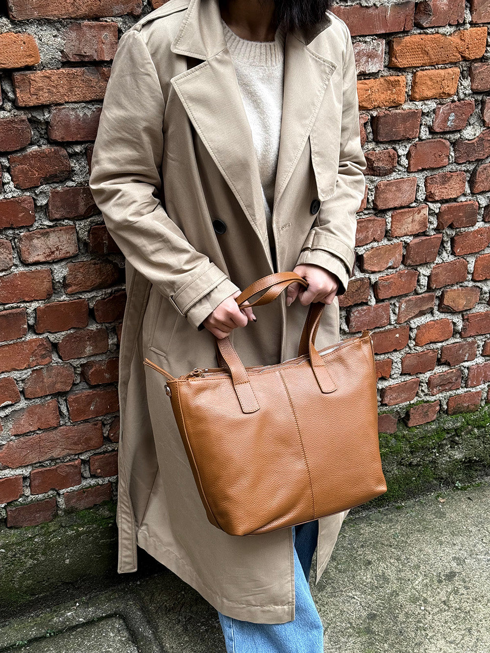 Zaira Italian Genuine Leather Tote Bag - Made In Italy