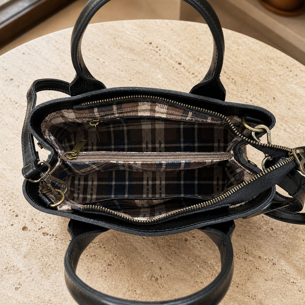Diletta Compact Leather Satchel Bag - Made In Italy