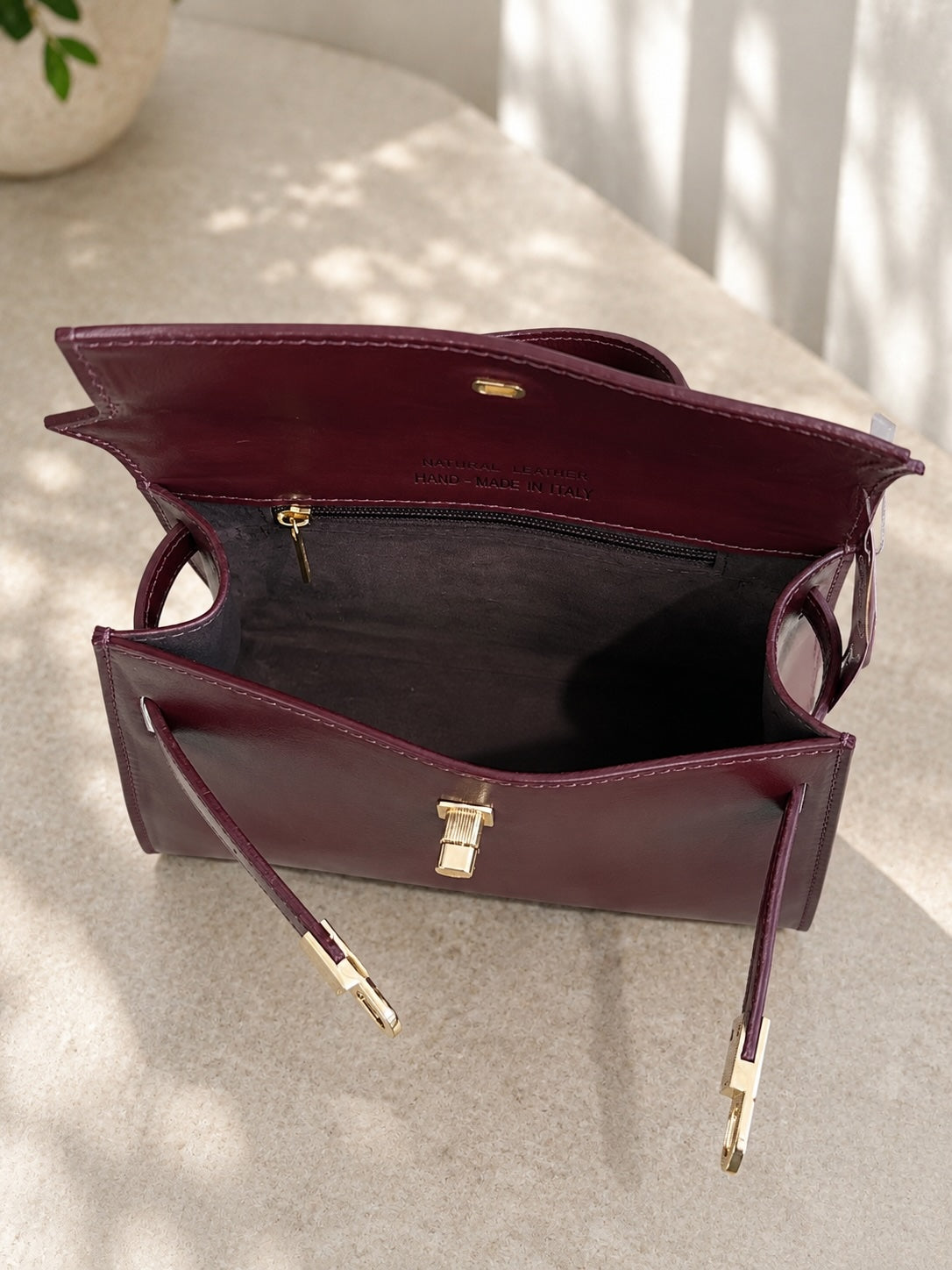 Celestine Leather Top Handle Bag - Made In Italy