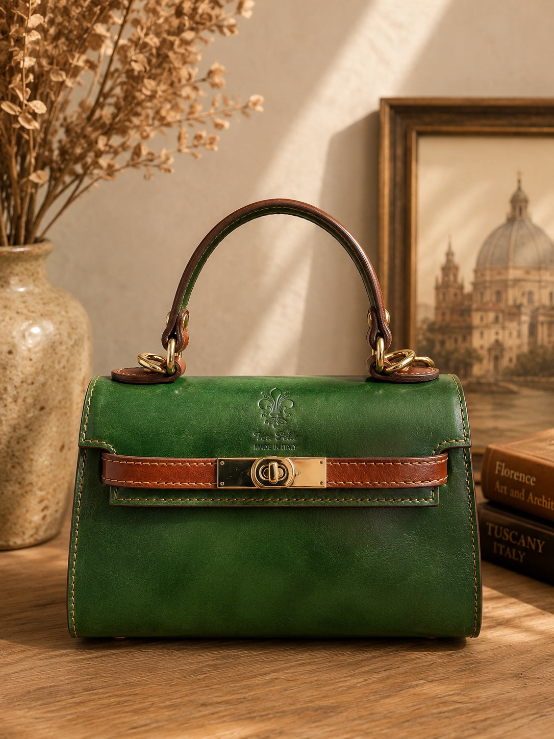 Celestine Leather Top Handle Bag - Made In Italy