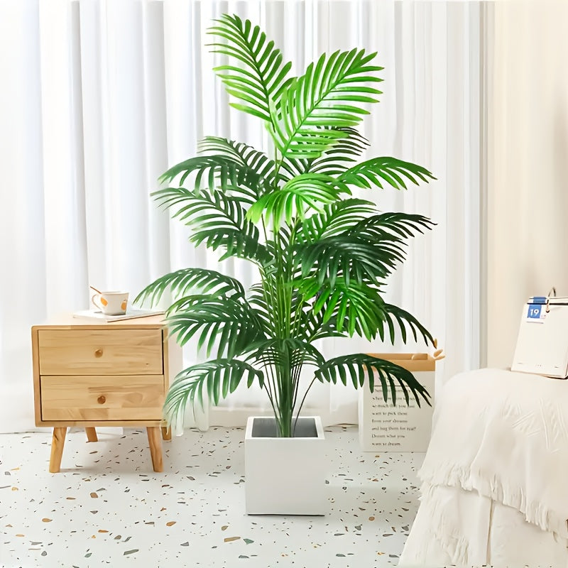 1pc Classic Artificial Palm Plant with 24 Leaves - 36.2" Tropical Tree for Indoor & Outdoor Decor, Plastic Evergreen Faux Palm Tree