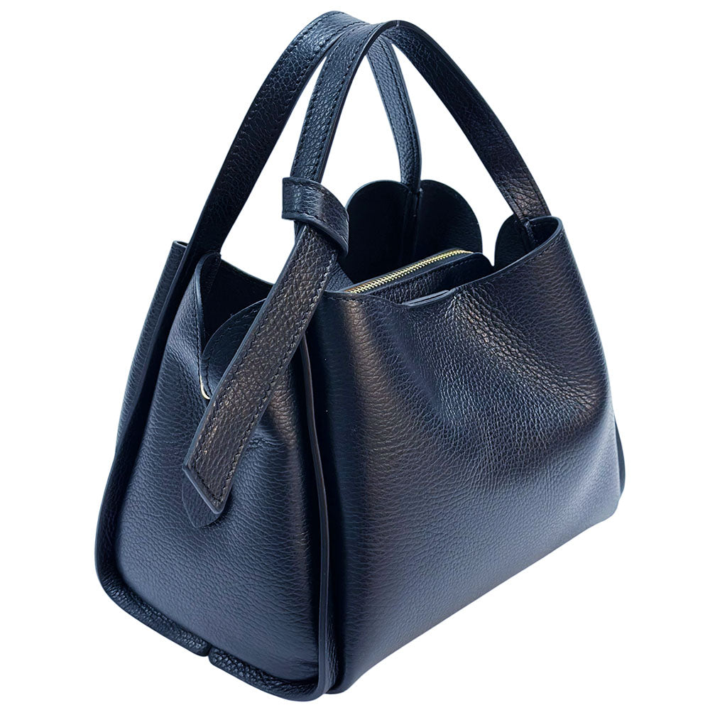 Vanessa Italian Cow Leather Structured Handbag - Made In Italy