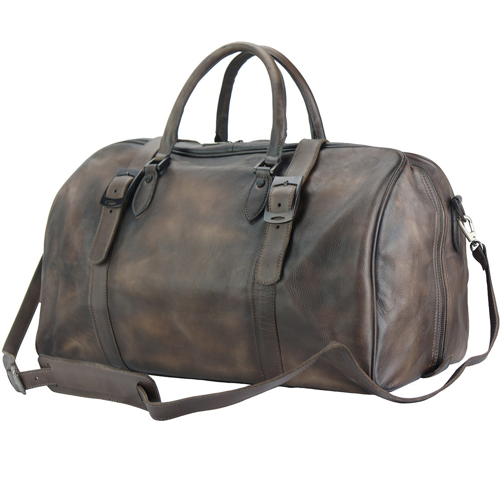 Travel bag Serafino in vintage leather - Made In Italy
