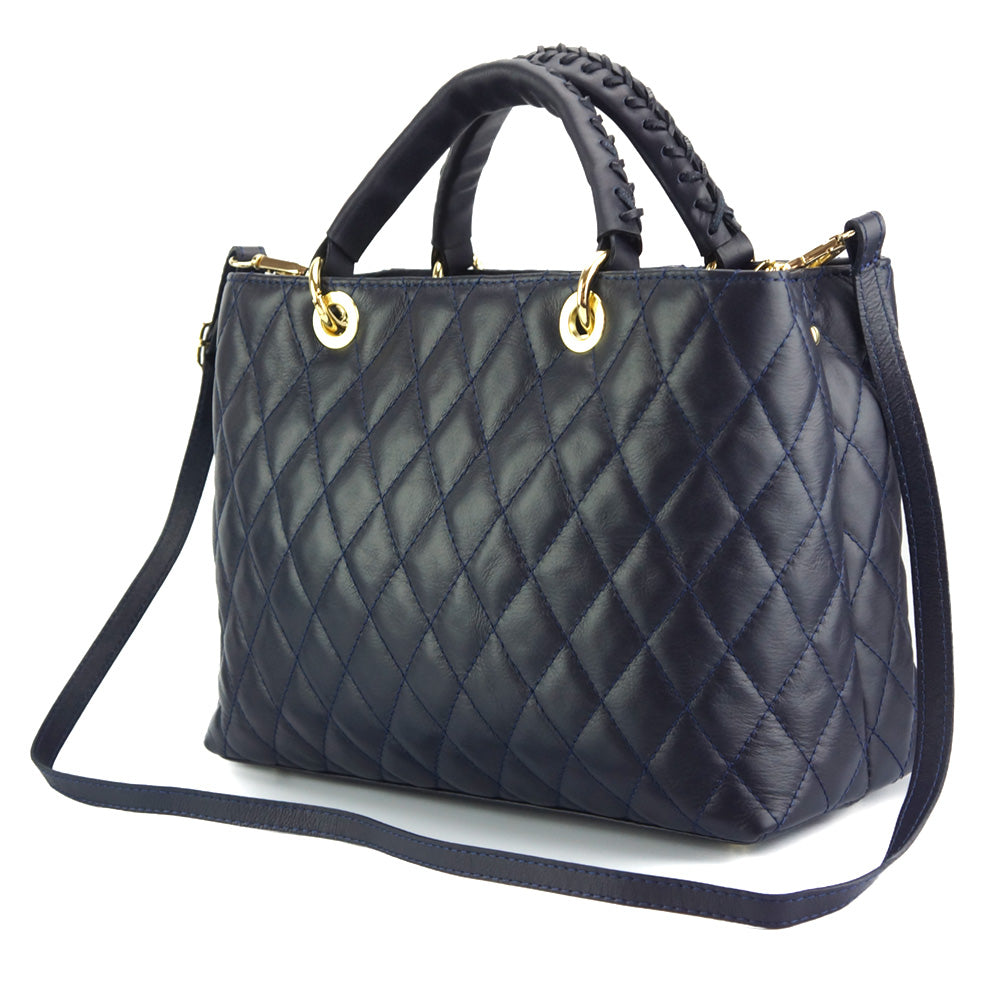 Severa Italian Genuine Leather Quilted Handbag - Made In Italy