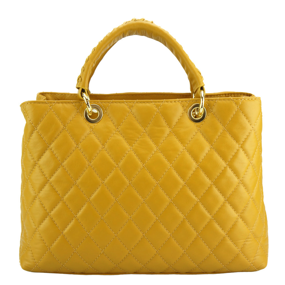 Severa Italian Genuine Leather Quilted Handbag - Made In Italy