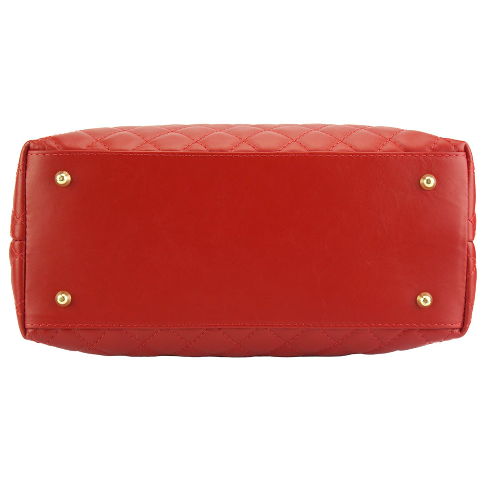 Severa Italian Genuine Leather Quilted Handbag - Made In Italy