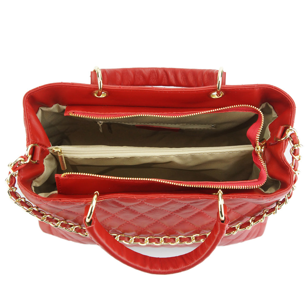 Severa Italian Genuine Leather Quilted Handbag - Made In Italy