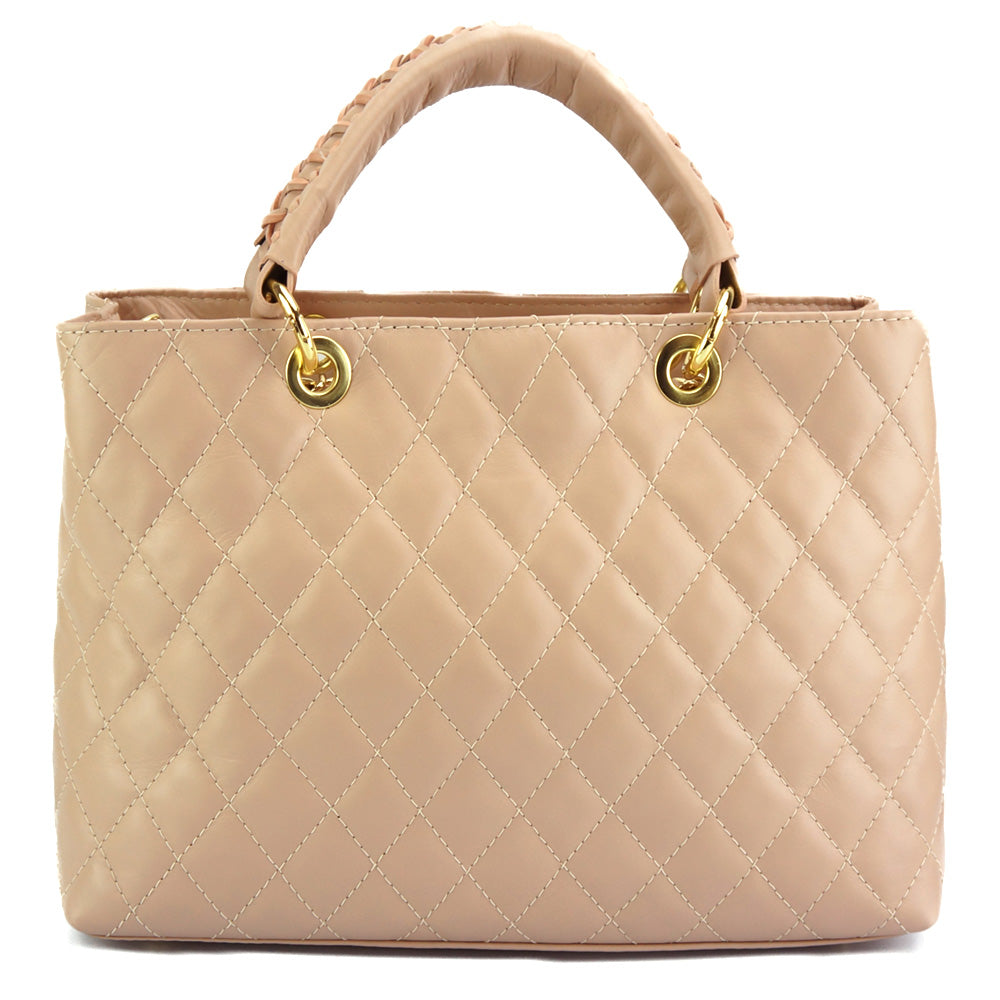 Severa Italian Genuine Leather Quilted Handbag - Made In Italy