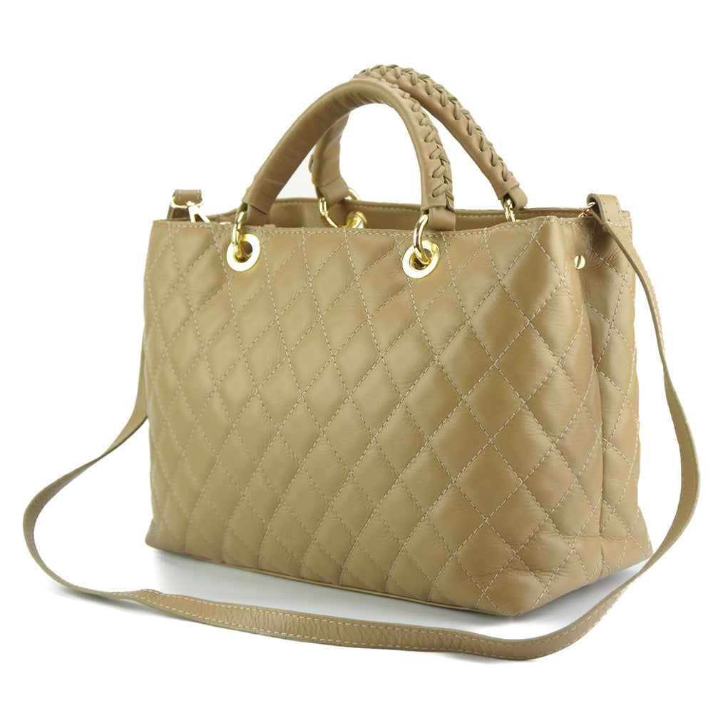Severa Italian Genuine Leather Quilted Handbag - Made In Italy