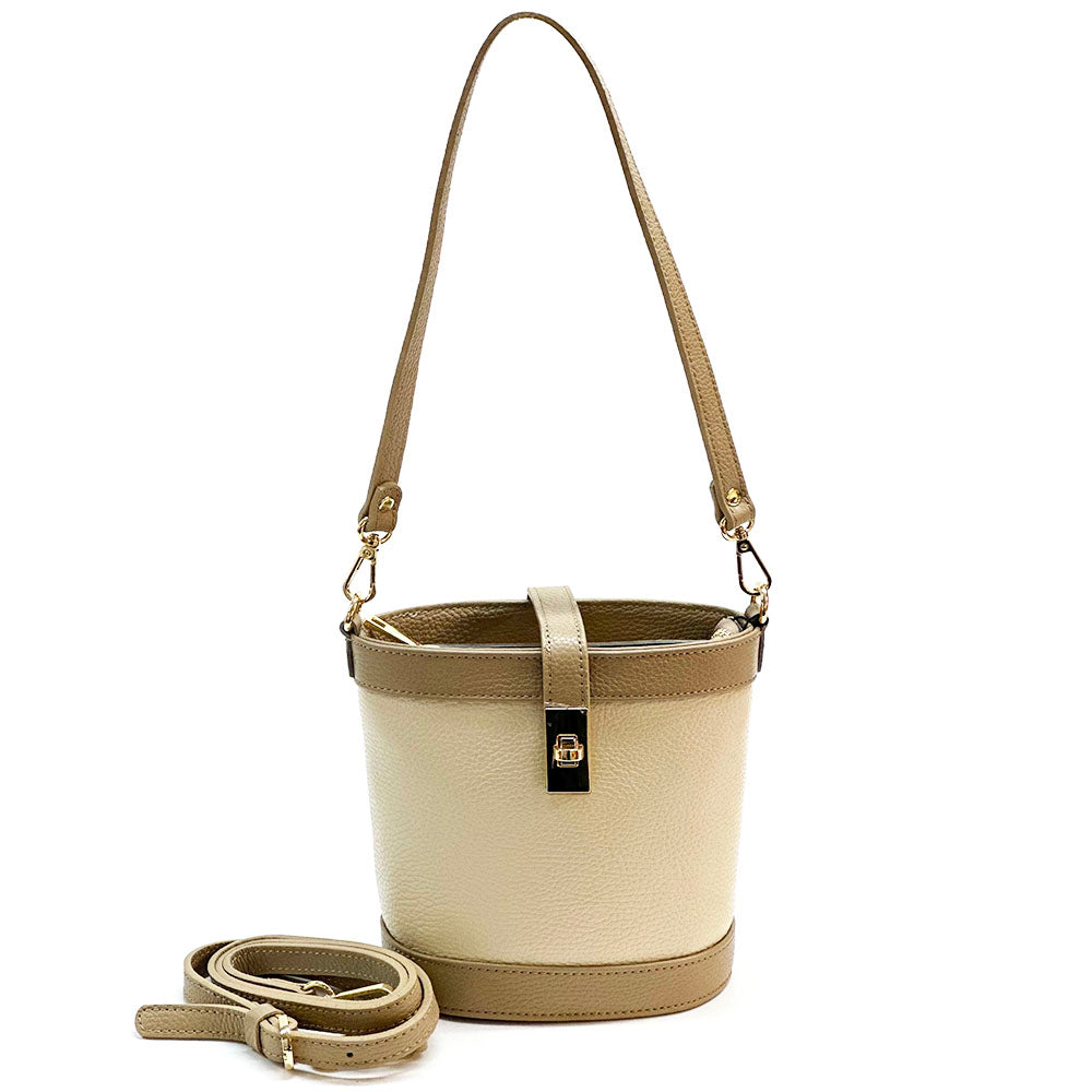 Juliette Cow Leather Bucket Bag - Made In Italy