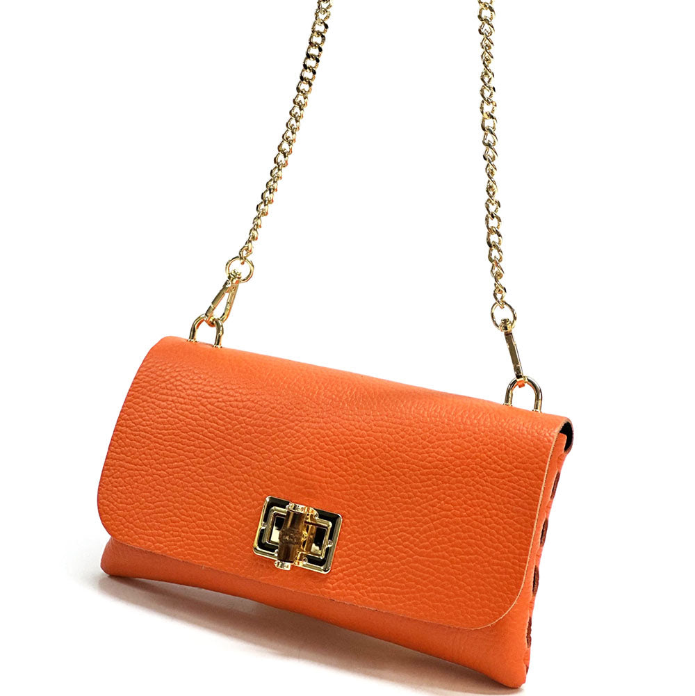 Rebecca Cow Leather Chain Shoulder Bag - Made In Italy