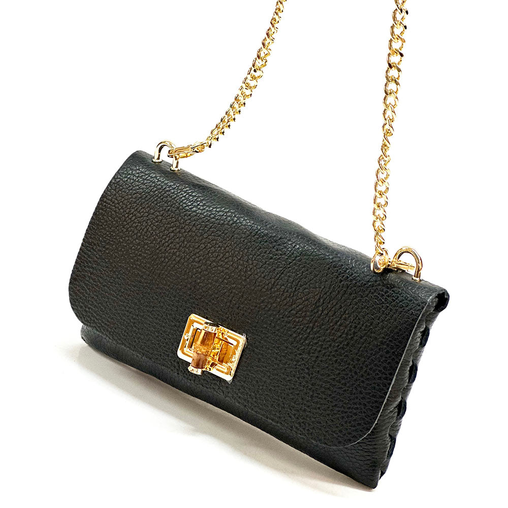 Rebecca Cow Leather Chain Shoulder Bag - Made In Italy