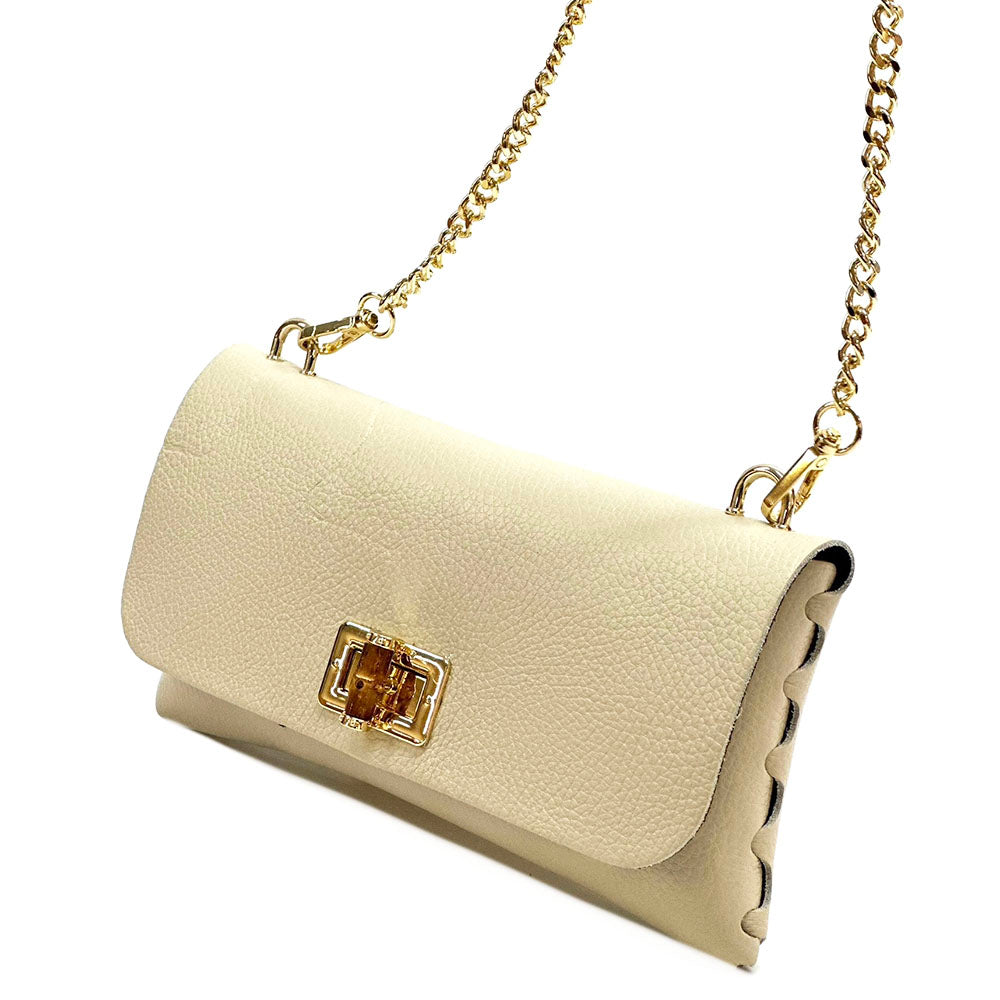 Rebecca Cow Leather Chain Shoulder Bag - Made In Italy