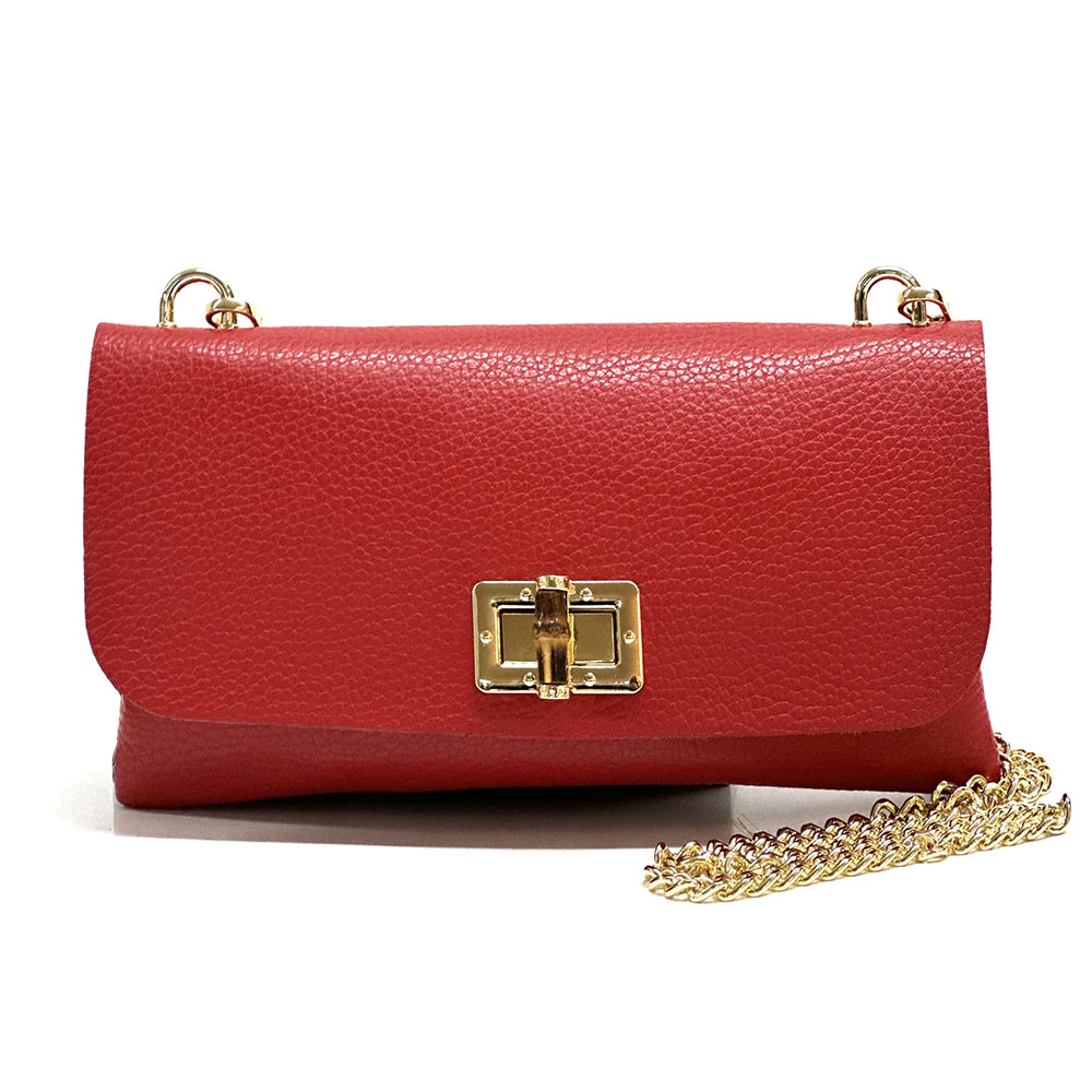 Rebecca Cow Leather Chain Shoulder Bag - Made In Italy