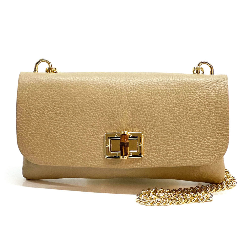 Rebecca Cow Leather Chain Shoulder Bag - Made In Italy