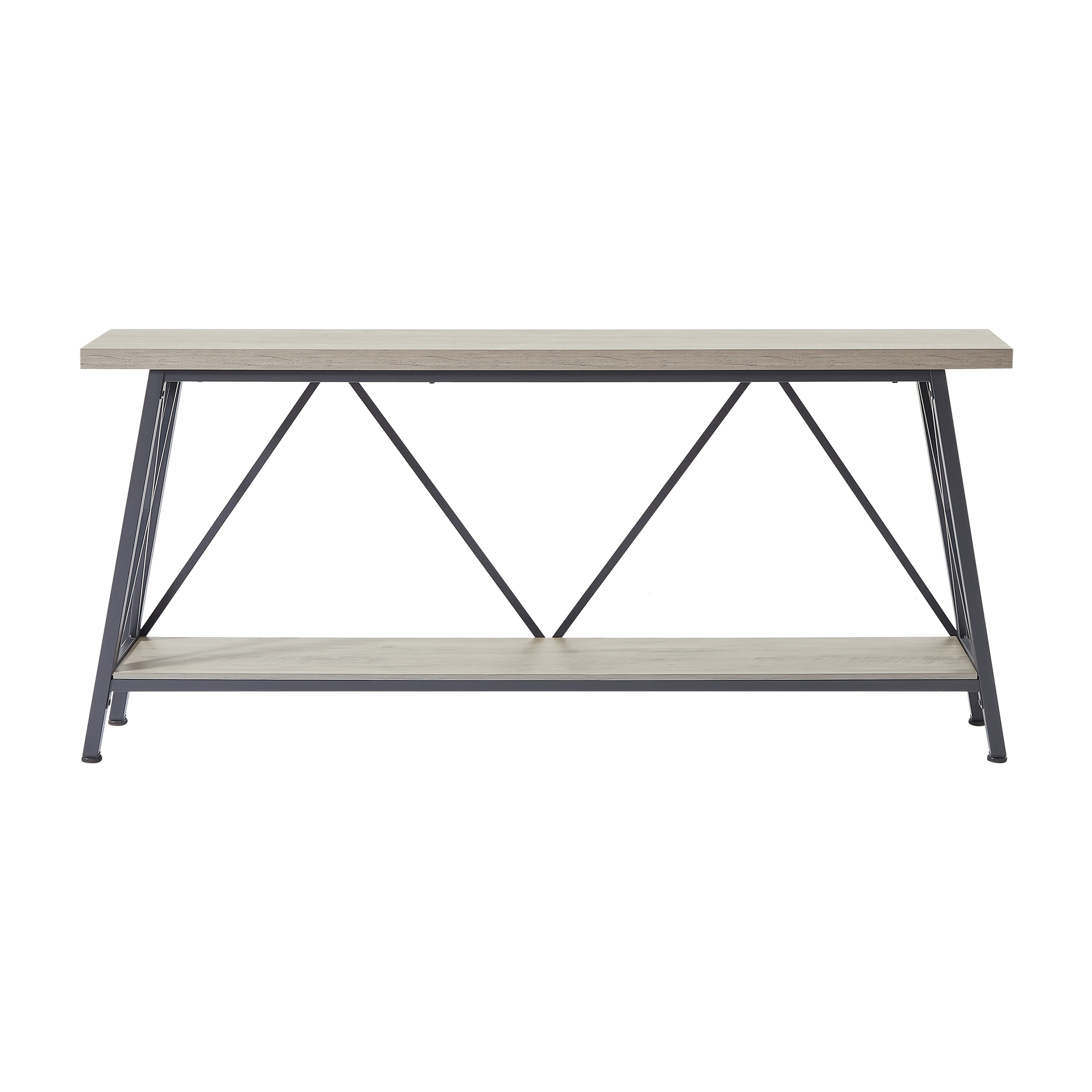 70.9 Inch Extra Long Sofa Table, Console Behind Sofa, Entryway Table With 2 Tier Storage Shelves, Rustic Gray And Black, 70.9"L X 11.8"W X 32"H