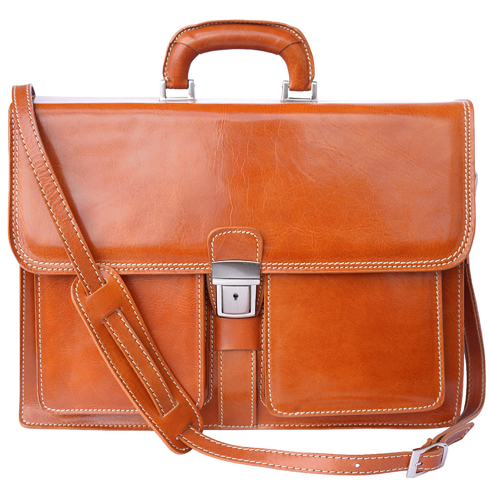 Magnate Leather Briefcase - Made In Italy