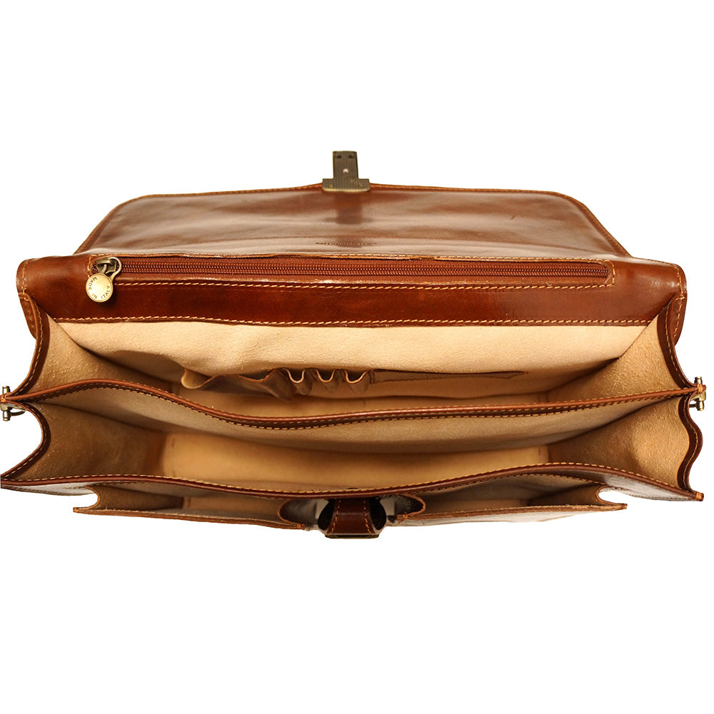 Magnate Leather Briefcase - Made In Italy