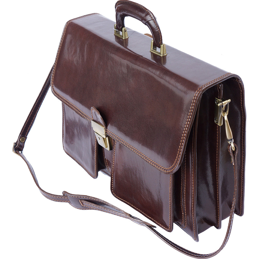 Magnate Leather Briefcase - Made In Italy