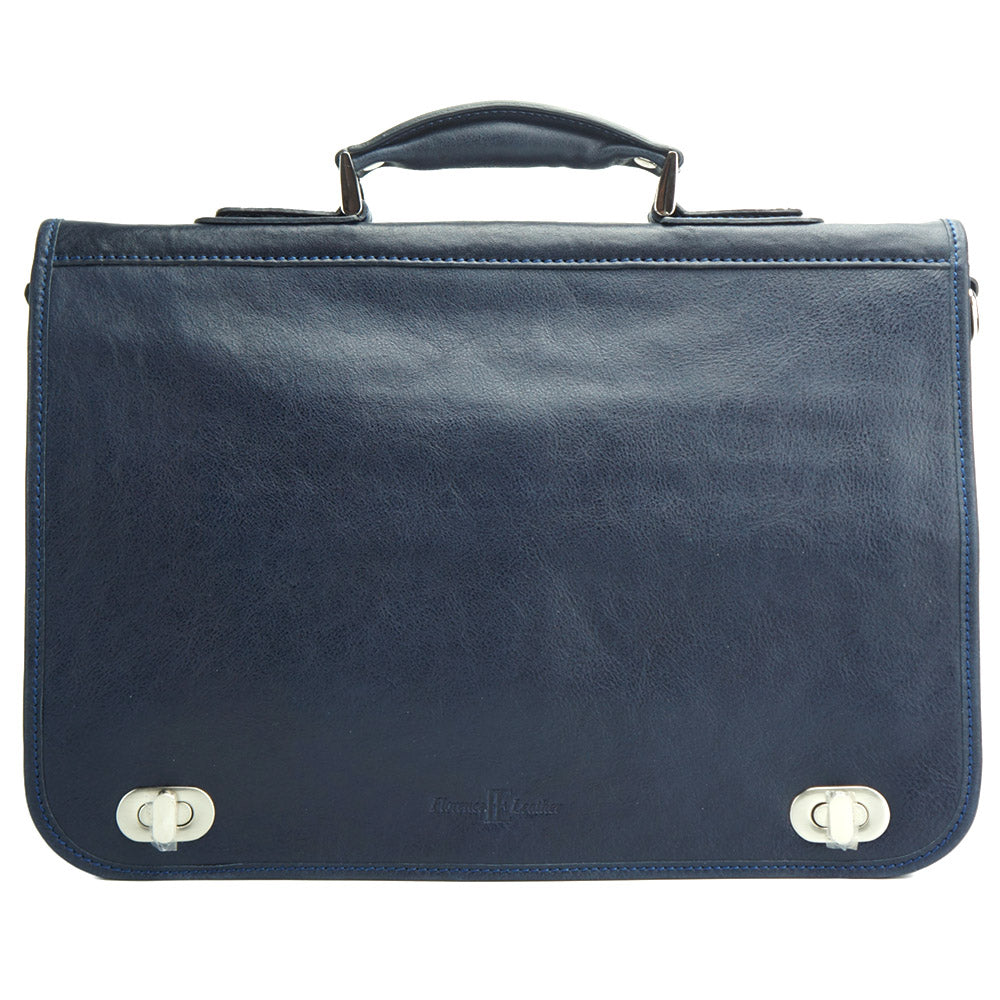 Leather briefcase with two compartments - made in Italy