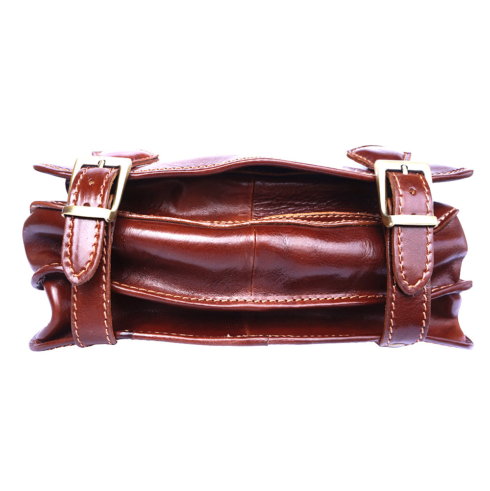 Leather briefcase with two compartments - Made In Italy
