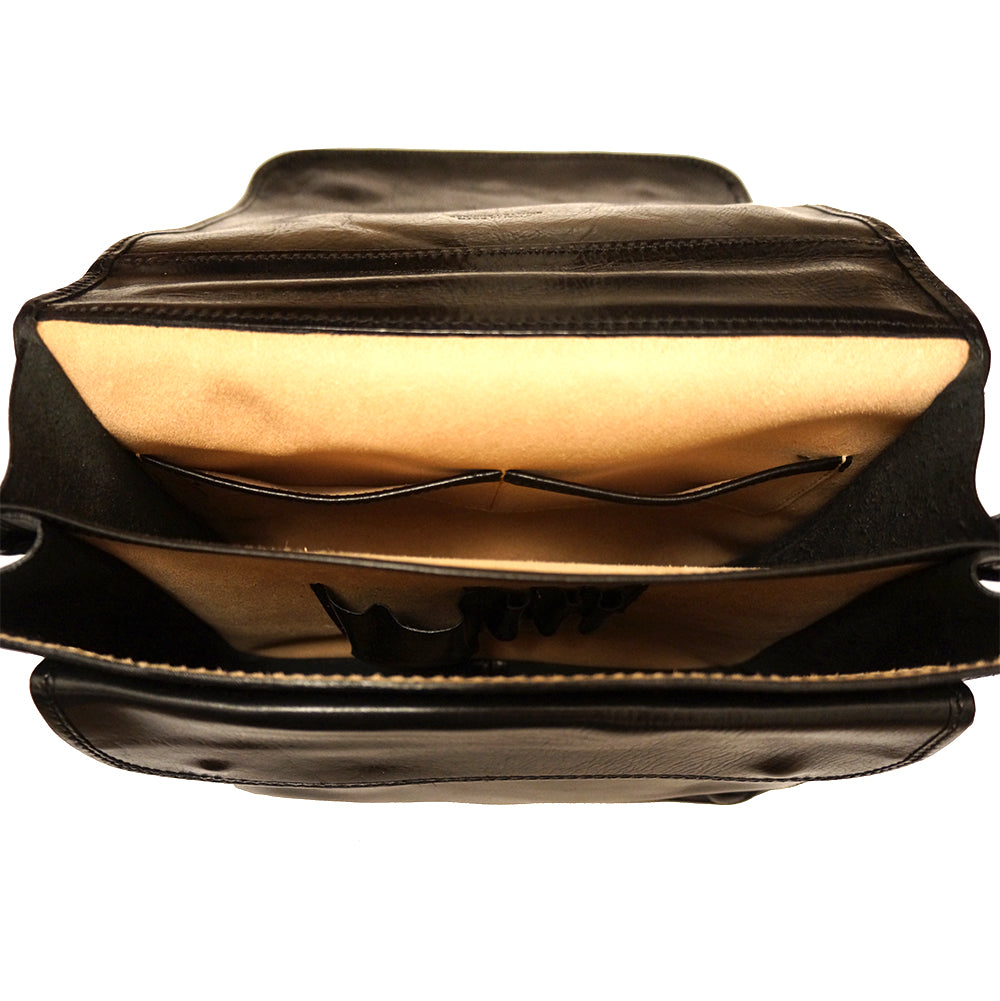 Leather briefcase with two compartments - Made In Italy