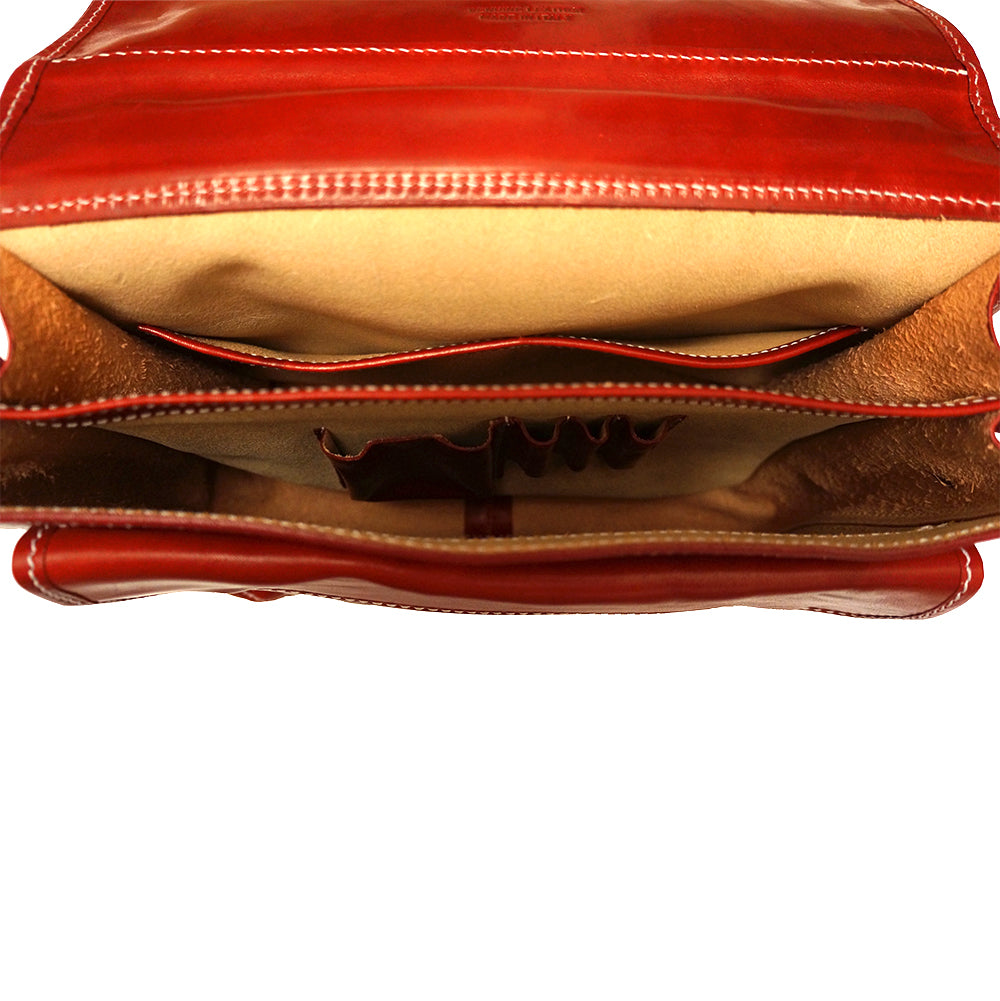 Leather briefcase with two compartments - Made In Italy