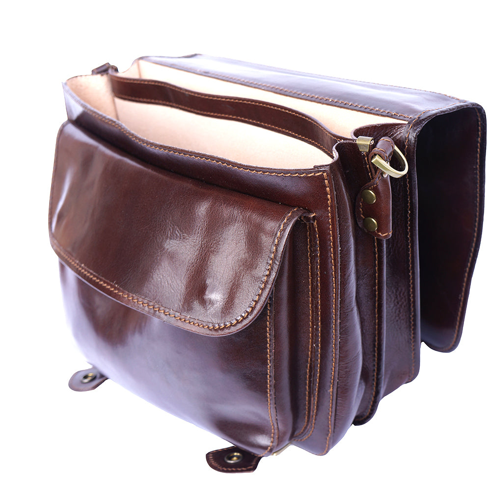 Leather briefcase with two compartments - Made In Italy