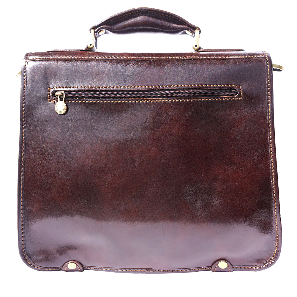 Leather briefcase with two compartments - Made In Italy