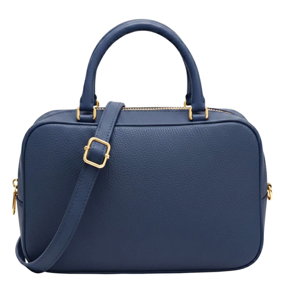 Novara Structured Cow Leather Mini Boston Bag - Made In Italy