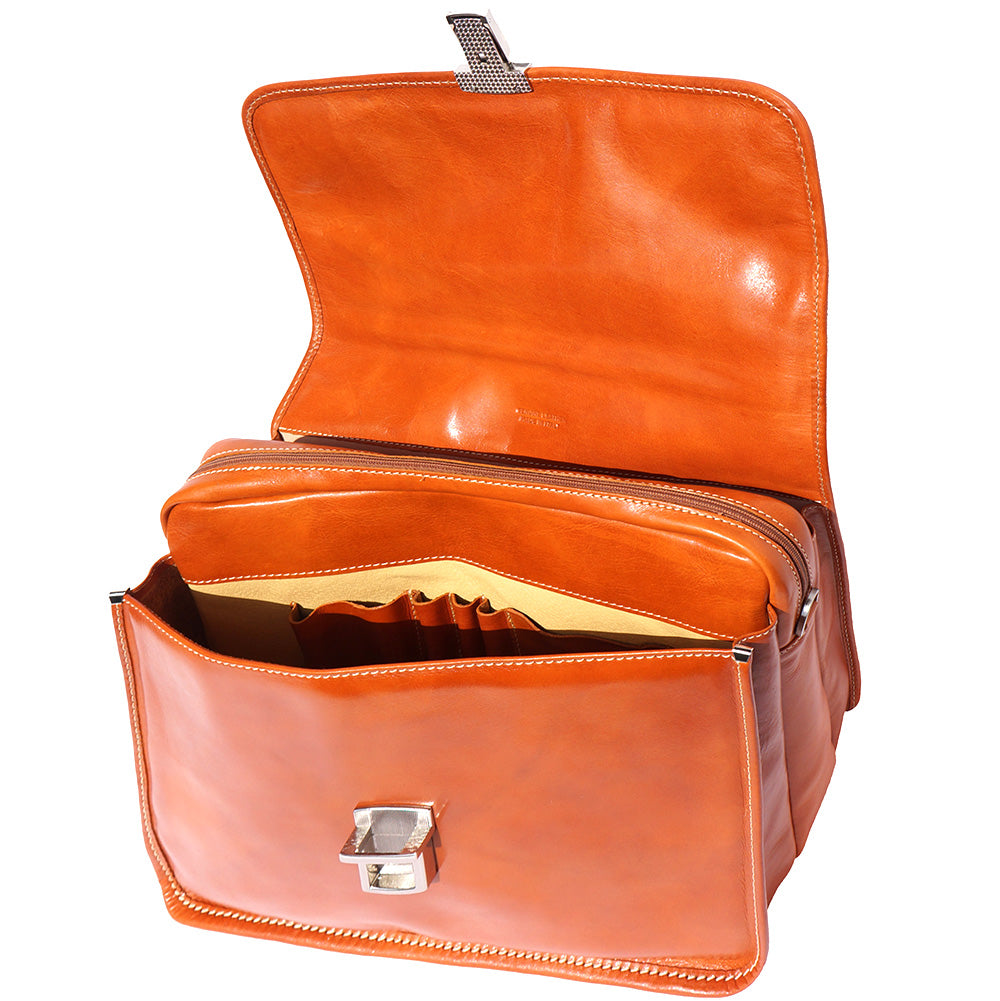Leather briefcase with Laptop compartment inside - Made In Italy