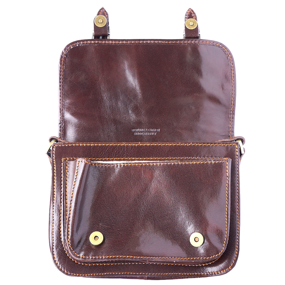 Mini leather messenger bag - Made In Italy