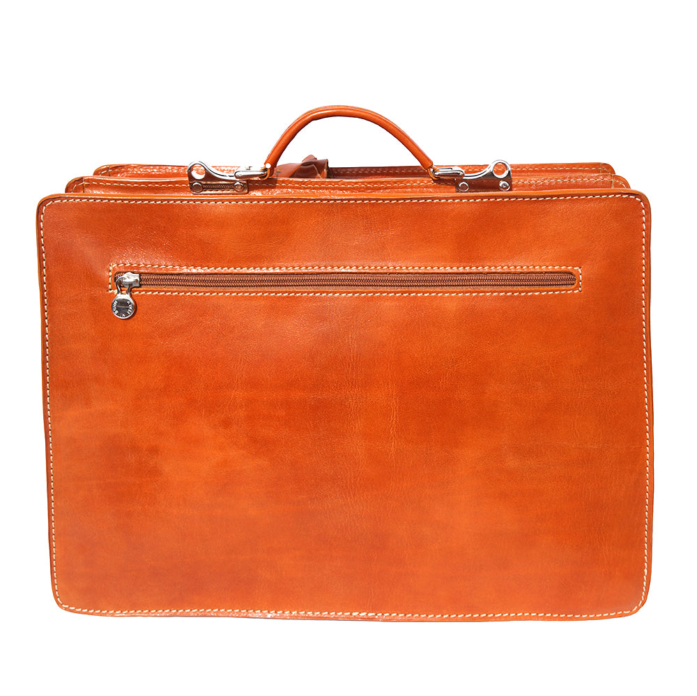 Leather briefcase Business class with two compartments - made in Italy