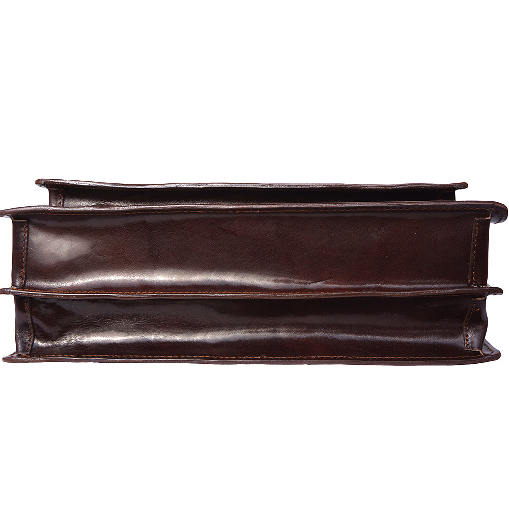 Leather briefcase Business class with two compartments - made in Italy