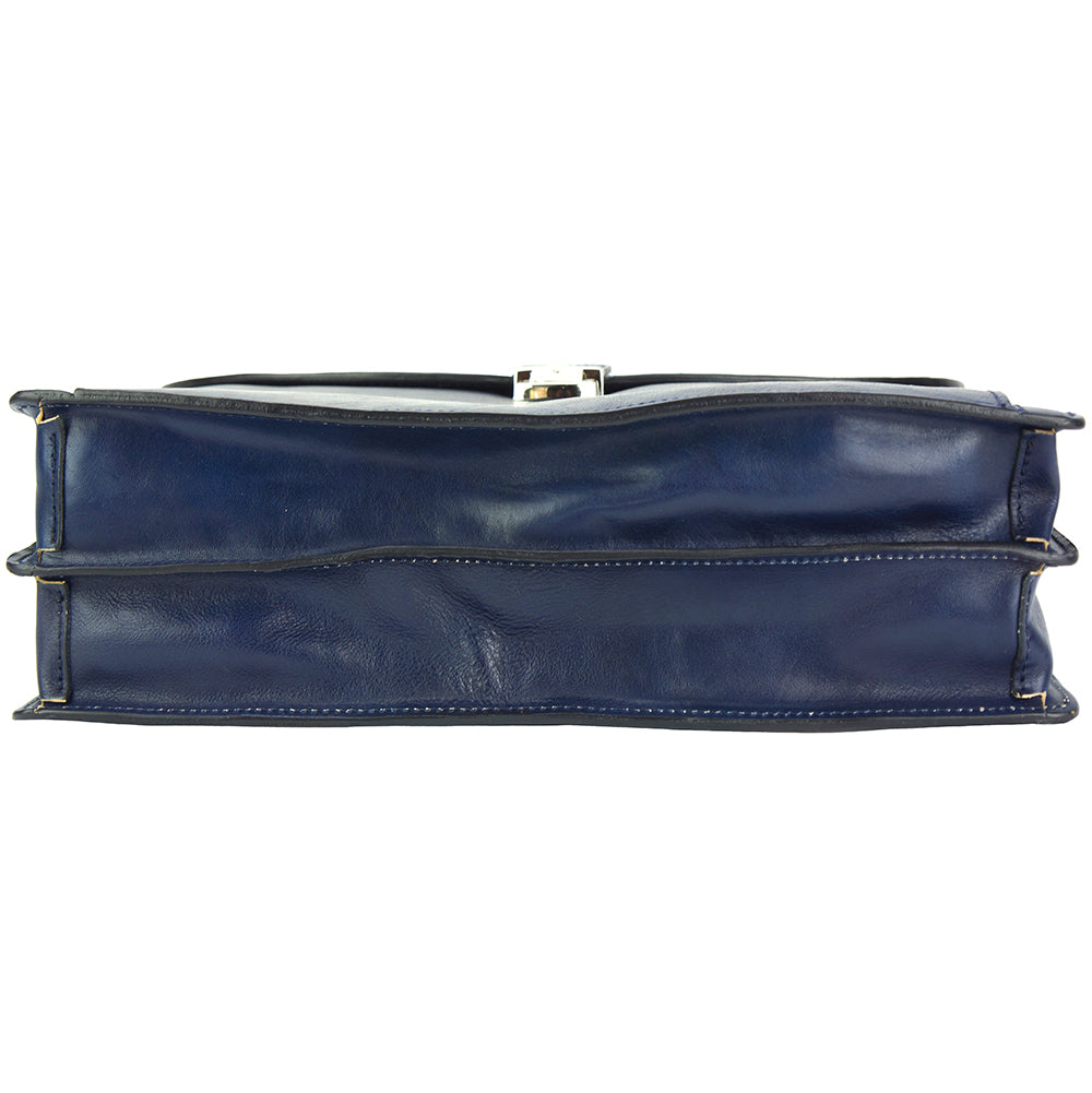 Beniamino Italian Leather Business Briefcase with Front Pocket - Made In Italy