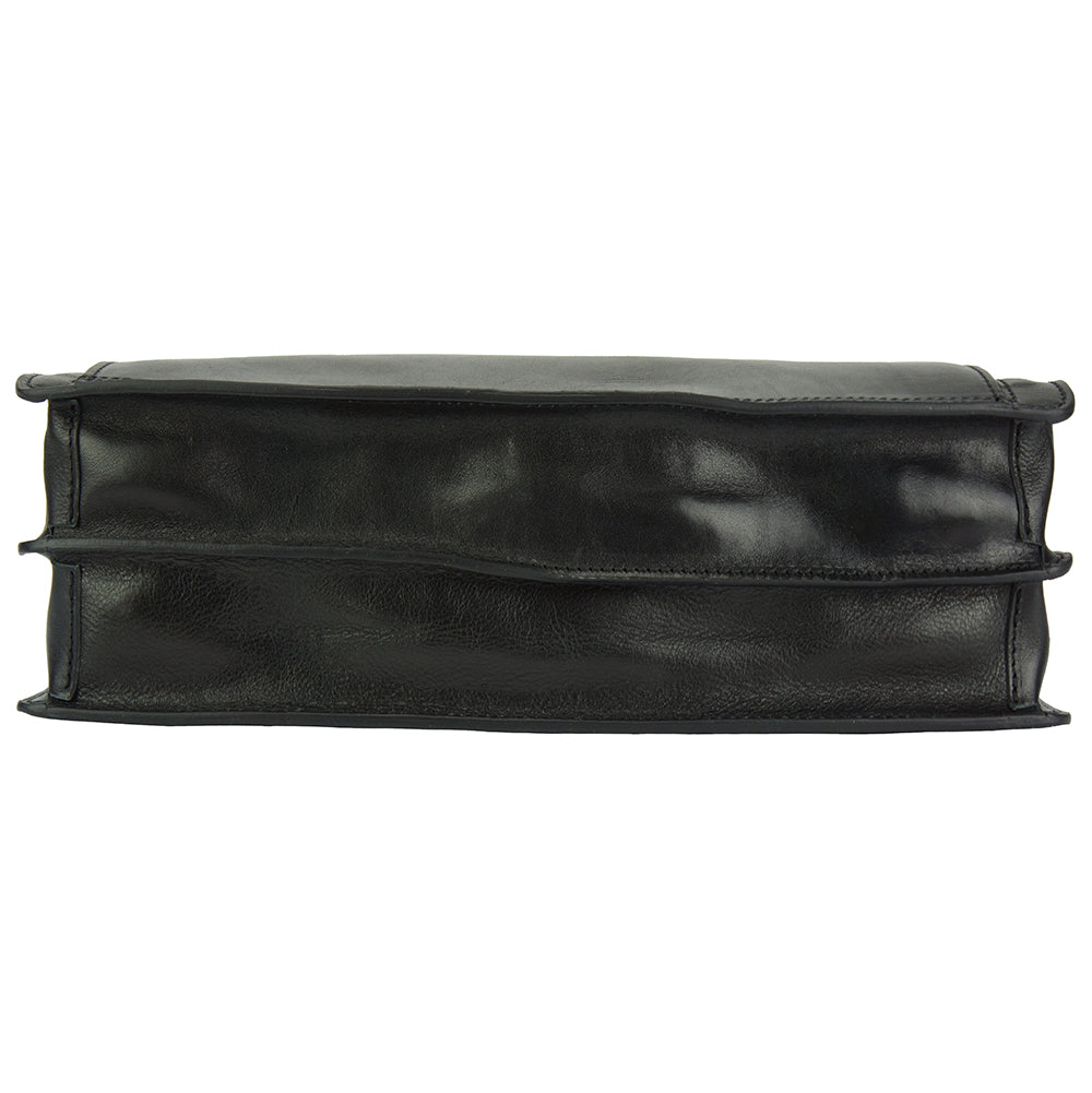 Beniamino Italian Leather Business Briefcase with Front Pocket - Made In Italy