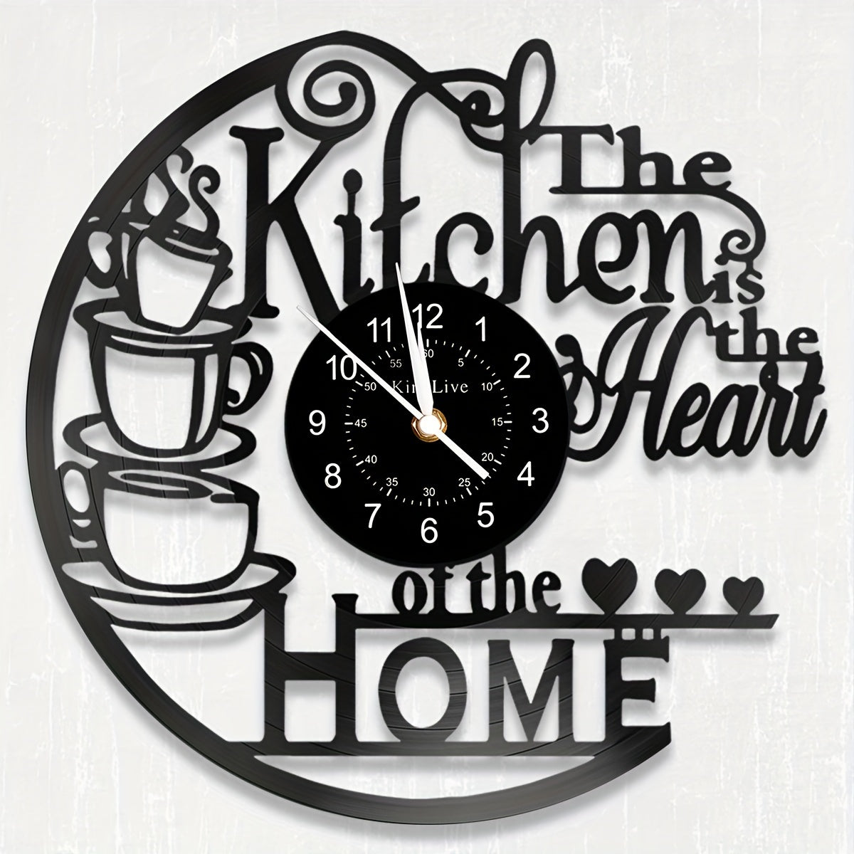 1 Black Vinyl Record Clock Wall Decoration Art Decoration, Coffee Cup Design Clock, Silent Decoration Kitchen Decoration